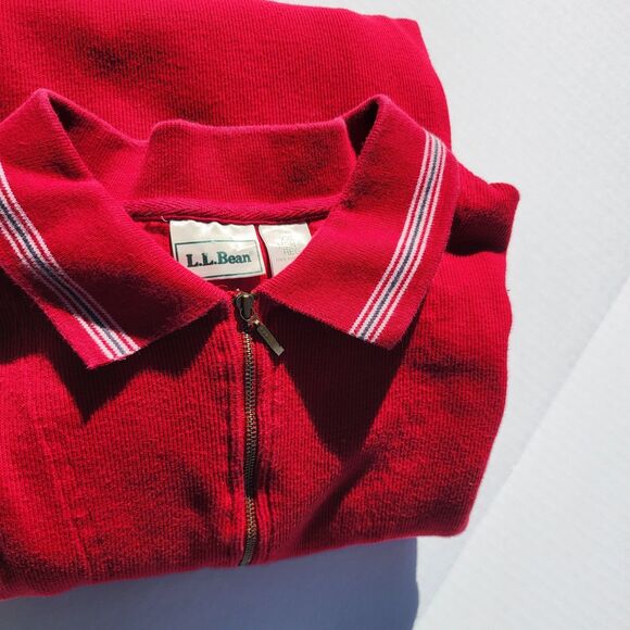 LL Bean Mens Sweater Size XL Double L Quarter Zip Red Knit 1/4 Zip Holiday - Picture 10 of 10